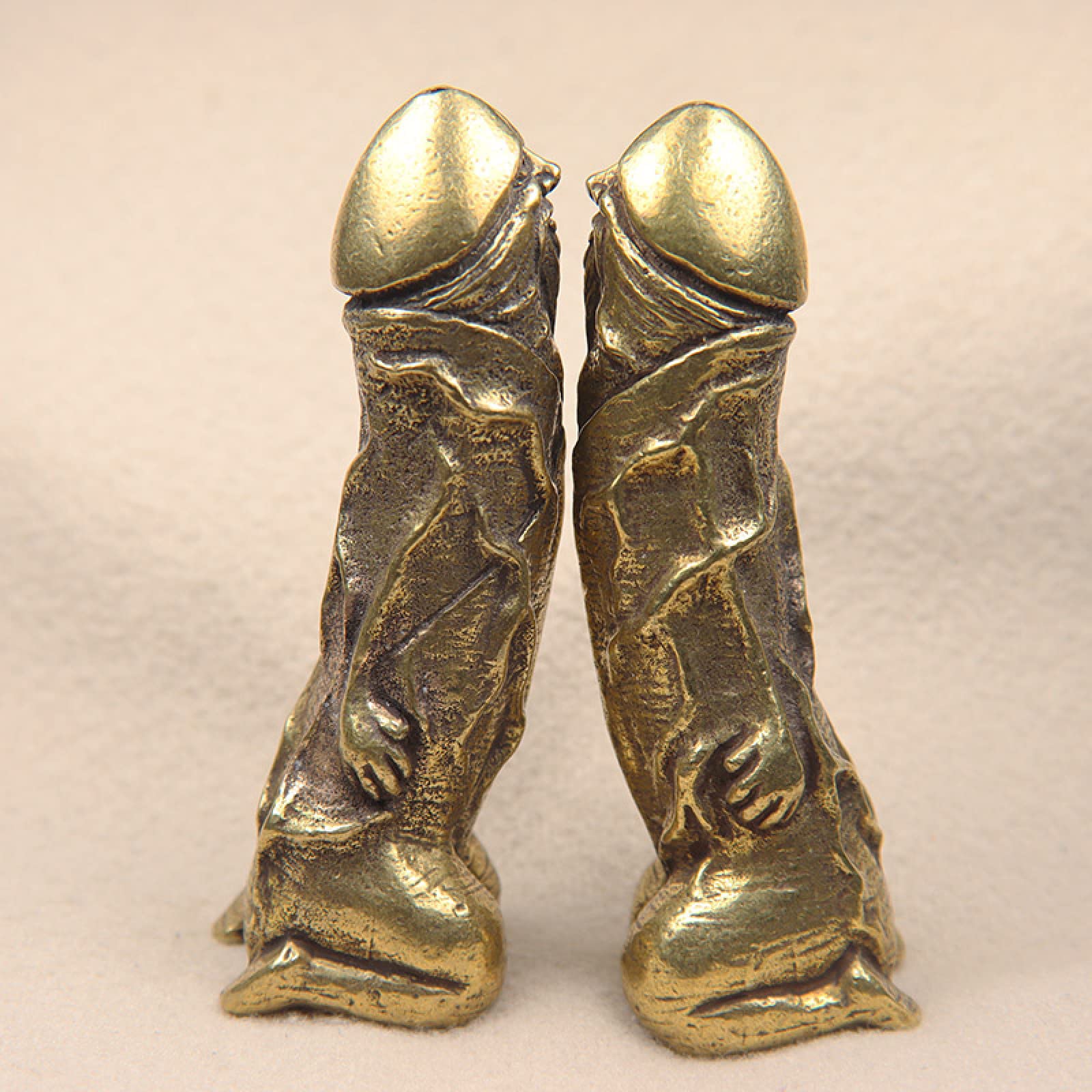 Statue antique en laiton de genitalia mâle AMUCK 10 cm pour une décoration de bureau originale