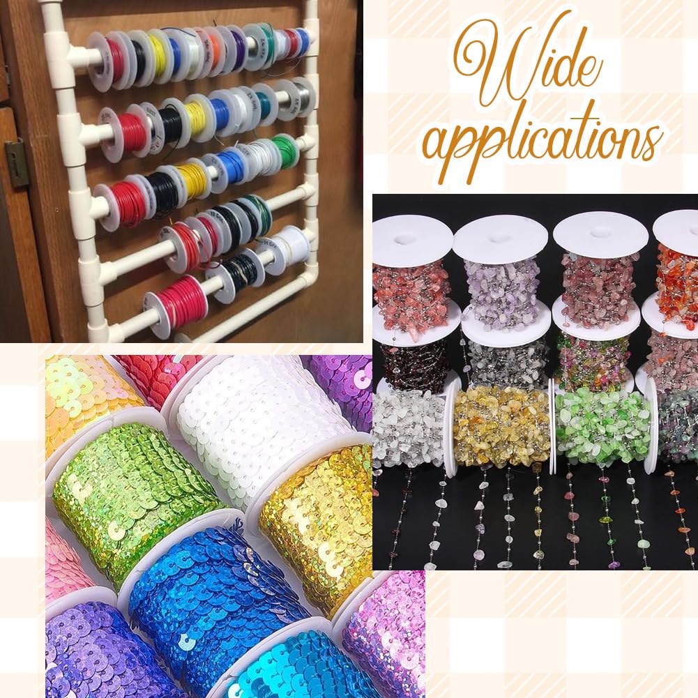 SUNNYCLUE 15Pcs 64 x 58mm Empty Spool Plastic Bobbins Bulk White Ribbon Weave Crochet Sewing Organizer Holder Chain Tape Spool for Thread Crafts Arts Stitch Supplies Embroidery Needle Yarn Women Adult - Image 4
