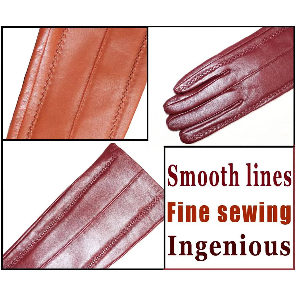 Gants chauds et épais, gants d'hiver en cuir pour femme, 47 cm, pour activités de plein air