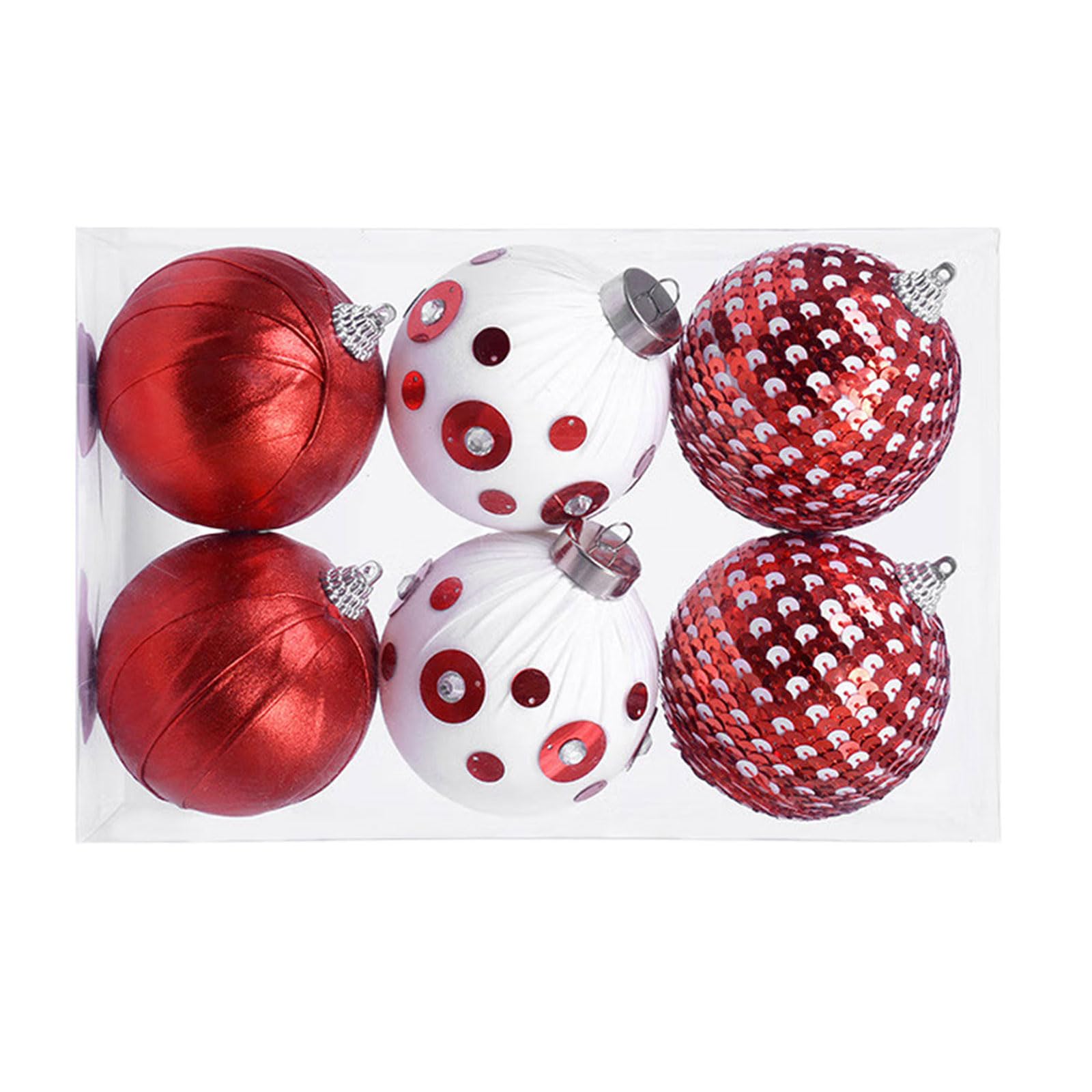Tfaoys Red And White Christmas Tree Decorations 8Cm Plush Ball Multicolored Dots Festival Ornaments Indoor Outdoor Holiday Displays Sphere Christmas Plush Ball Decorations