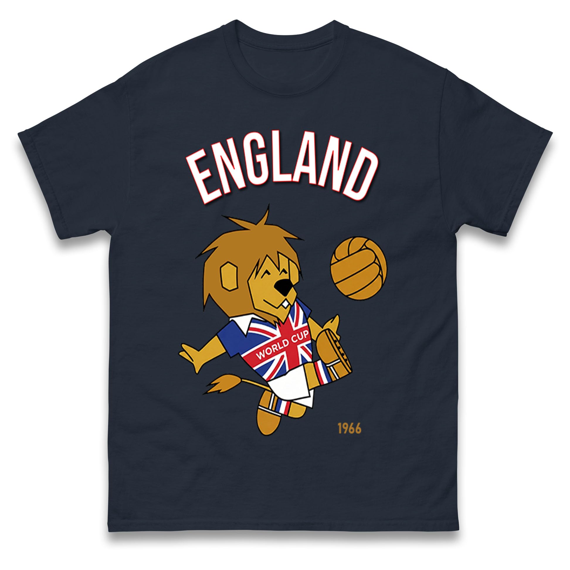 World Cup Willie England 1966 T Shirt, England World Cup Winners 1966 Tee Shirt, Retro Football Tshirt Navy