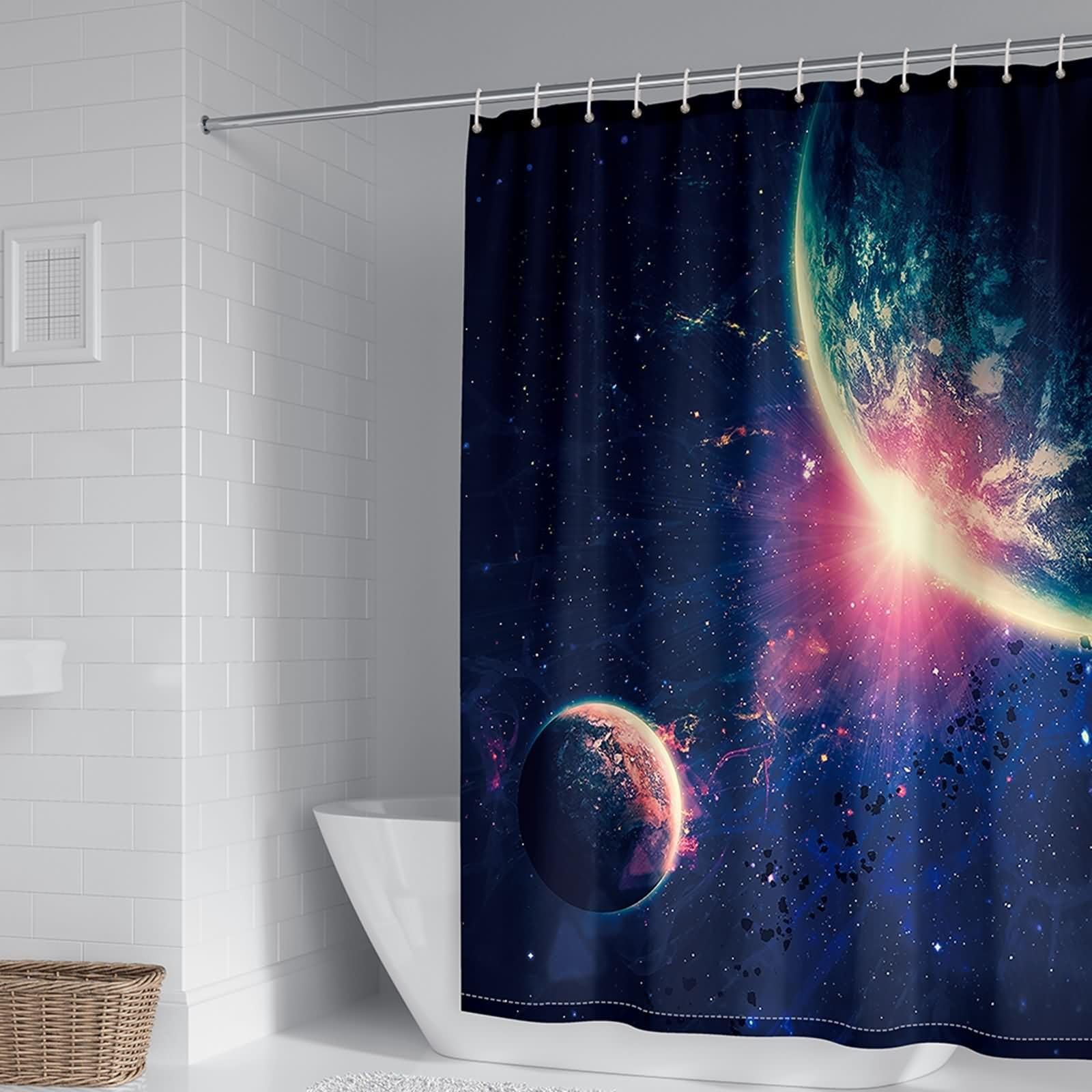 Rideau de douche imperméable 200x200cm anti-éclaboussures motif galaxie