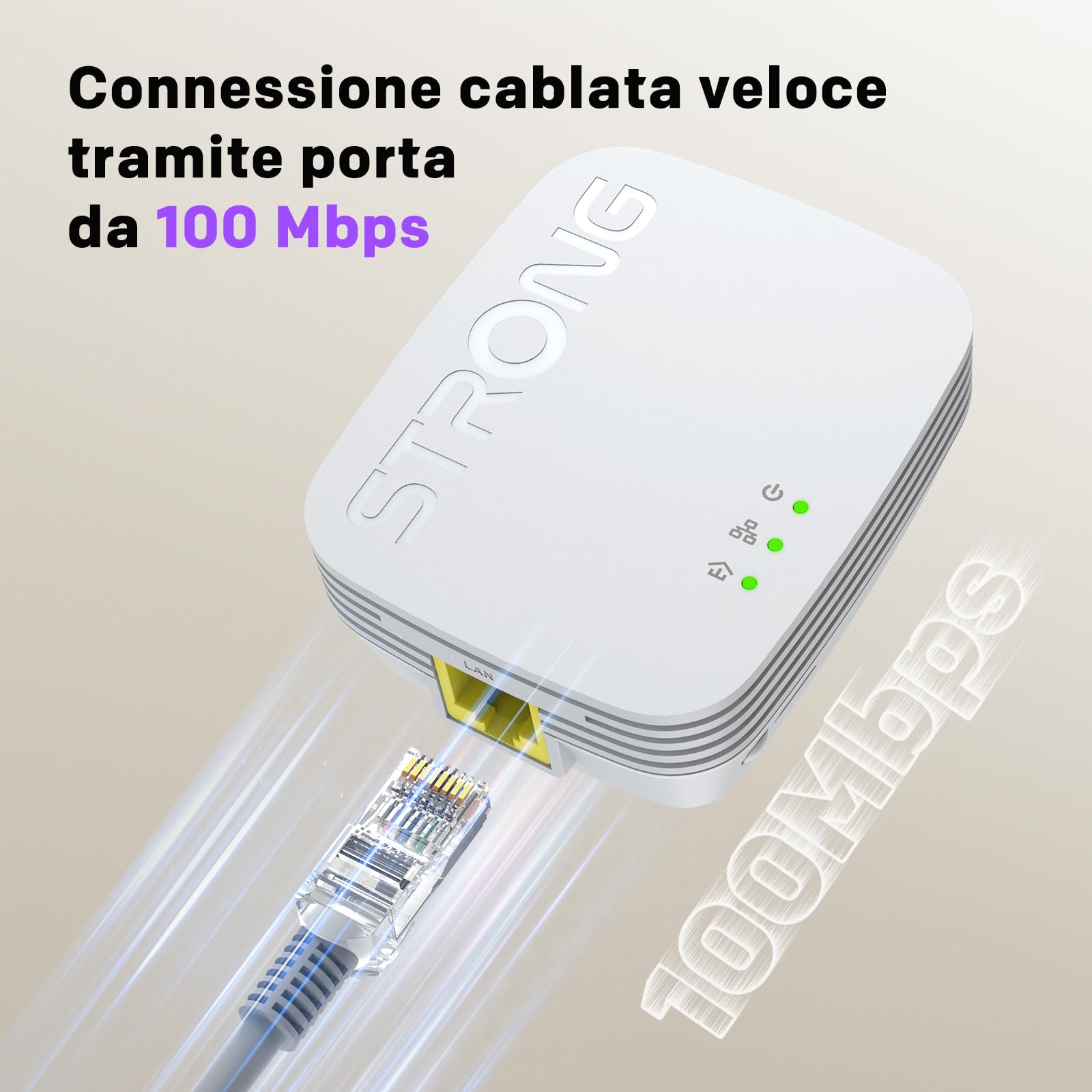 STRONG - Powerline 600 Duo Mini - 2 Adattatori 600 Mbps - Accesso a Internet ad Alta Velocità - Portata di 300m - Compatibile con Tutti i Modem/Router - Ethernet - Installazione Plug & Play - Bianco