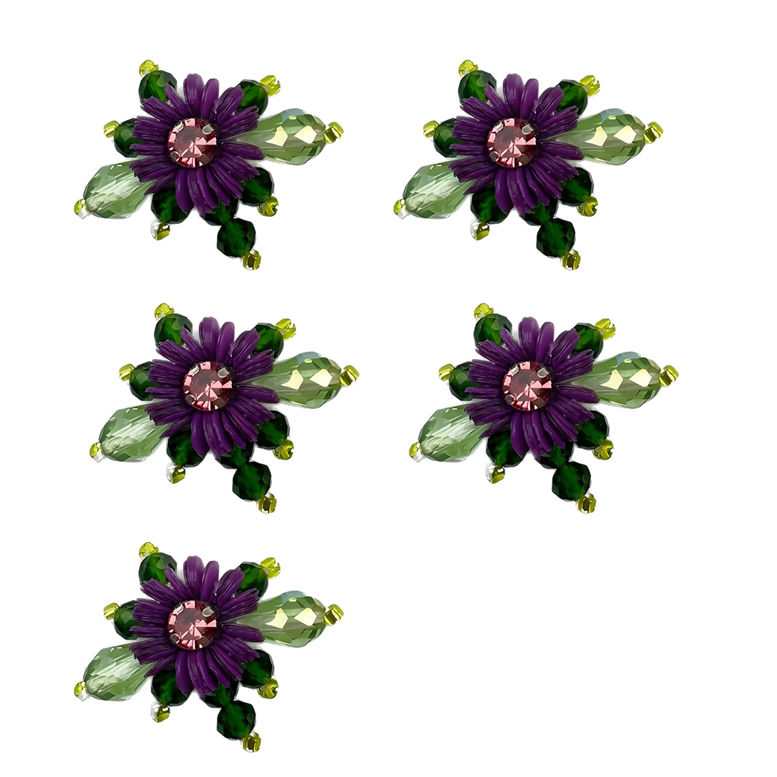 PANGBOER 5Pcs Handwoven Flower Appliques for Garment Shoe Hat and Bag Embellishment Clothing Accessories and Sewing Craft MulticolorEmbellishments