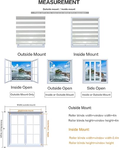 Miniatura 7 de Zebra - Persianas enrollables para ventana, corte personalizado a medida, persianas enrollables de doble capa, gris, fijo de 64 pulgadas de alto, 43