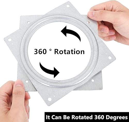 Miniatura 4 de RHBLME Lazy Susan - Juego de 6 herrajes para tocadiscos Lazy Susan de 6 pulgadas, capacidad de 220 libras, placa giratoria cuadrada de 516 pulgadas