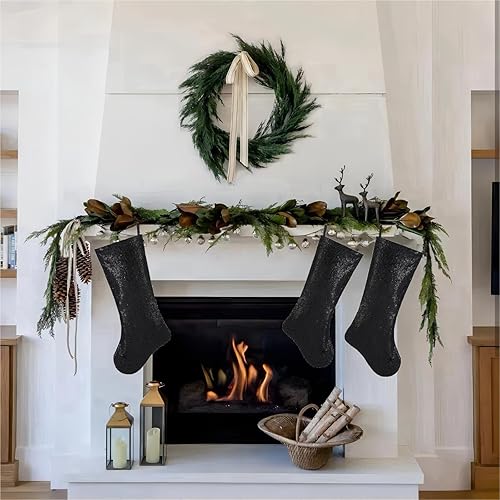 Miniatura 5 de Pxniy Medias de Navidad de lentejuelas de 20 pulgadas, paquete de 4 suministros de fiesta de Navidad con purpurina, medias de Navidad