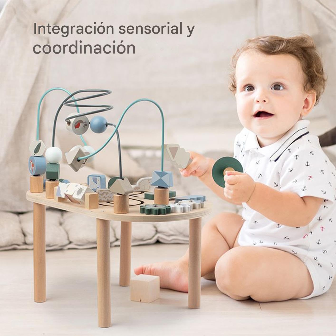 Mesa de Actividades,Mesa de Juego Centro de Actividades de Madera | Juguete Educativo Infantil Interior Exterior Destete Regalo