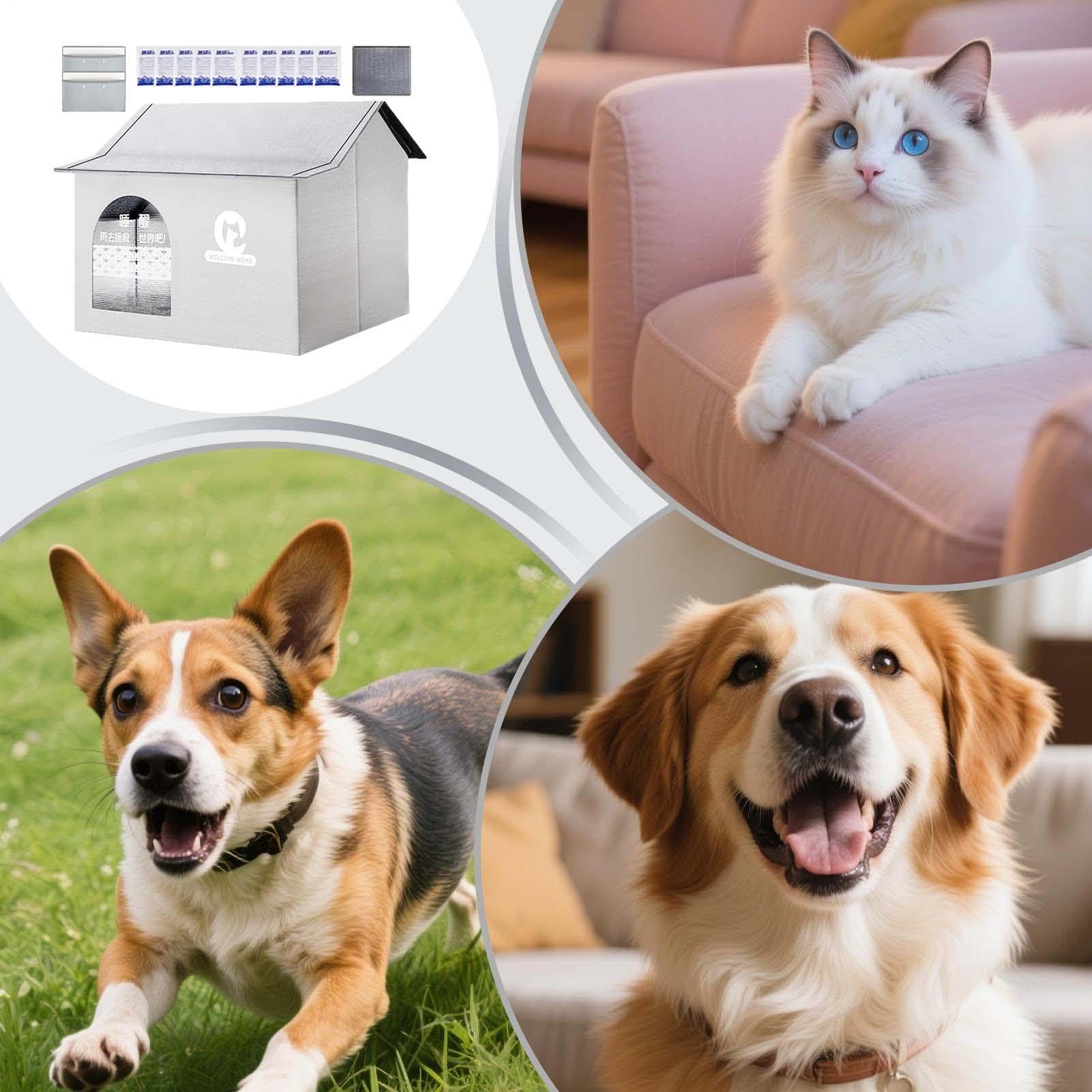 Refugio Refrescante para Gatos Refugio Refrescante De Verano para Gatos | Refugio Plegable Con Bolsas De Hielo, Accesorios Para Mascotas Para Gatitos Y Perros En Hogar, Jardín Y Exterior Todas Las E