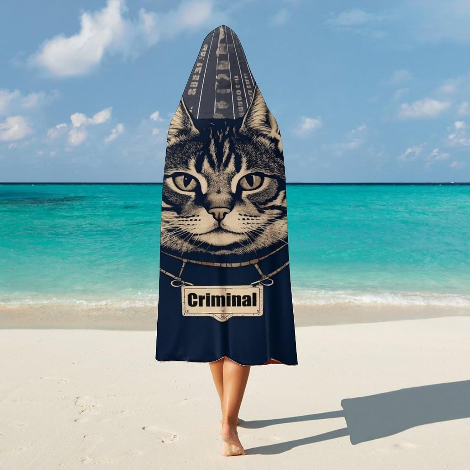 Wearable Blanket Poncho Cape Wrap Oversized Soft Warm Throw Blankets for Adult Criminal Cat Pictures Blanket Hoodie
