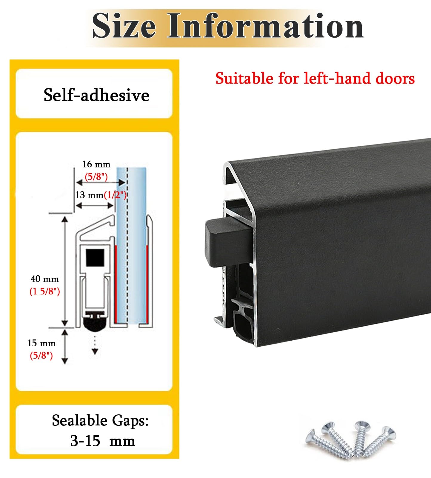 Burlete Automatico Puertas Burlete Autoadhesivo para Puerta, Bloqueador de Ruido Banda de Sellado Inferior para Marco de Puerta Sello de Aluminio para Riel de Montaje en Superficie(27.5in/70cm)