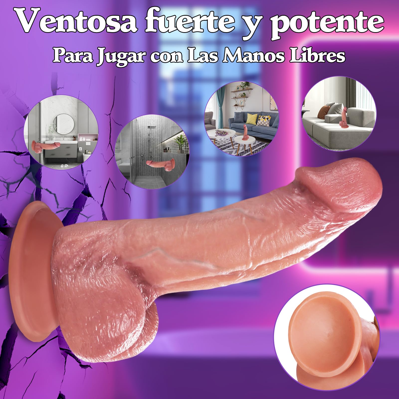 Dildo Consolador para Mujer Hombre 19.5cm Juguetes Eróticos para Pareja Sexuales Consoladores Penes Realistas Dildos Sexo Dildo Plug Anal Juguetes Sexuales Mujer Hombre Pene Realista con Piel Sex Toys