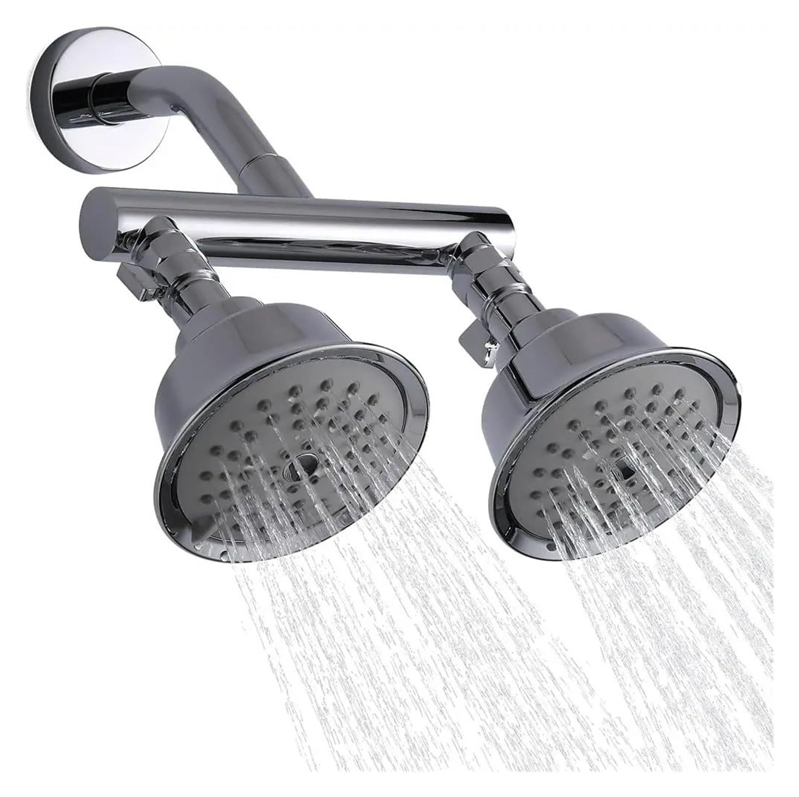 Soffione doccia doppio con valvole di chiusura, 2 soffioni doccia per il bagno, doppio soffione doccia ad alta pressione con 5 funzioni di spruzzatura