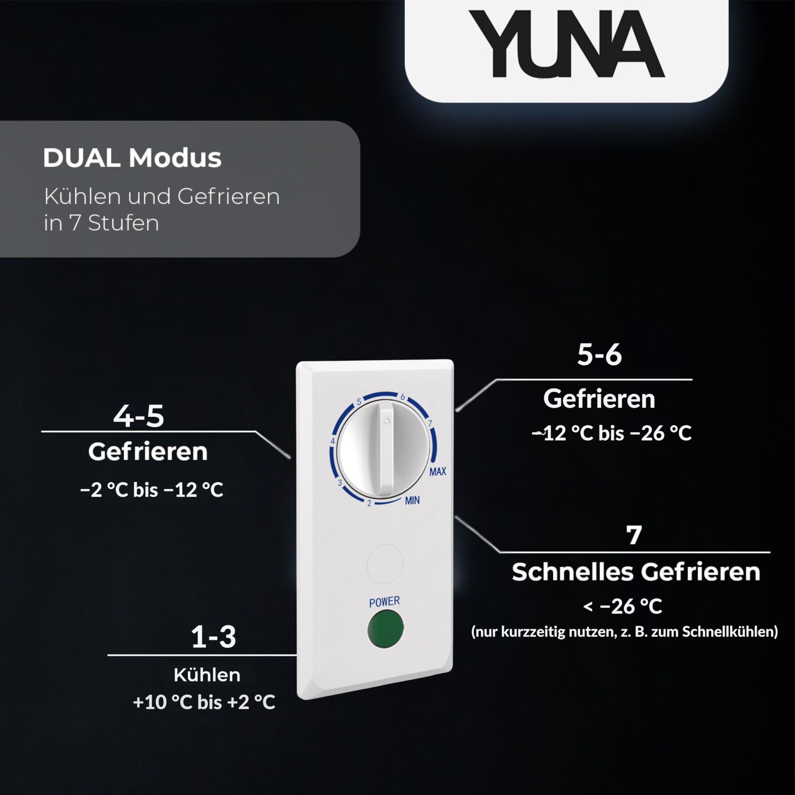 YUNA FROSTER 100 D Gefriertruhe DUAL Modus 4 Sterne Gefrierfach weiß