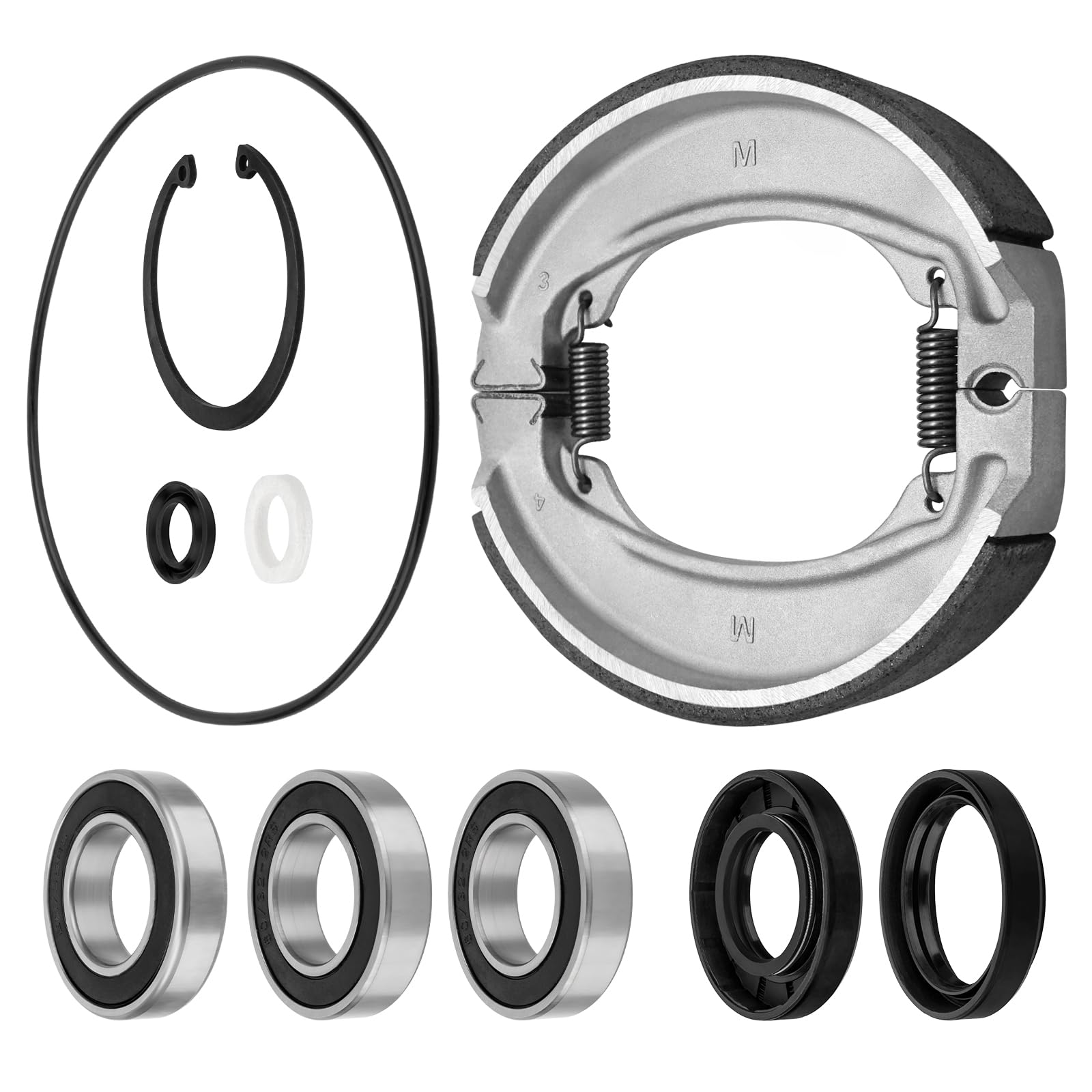 Rear Axle & Brake Bearing Seals & Shoes Kit for Honda Recon 250 TRX250EX TRX250X TRX250 1997-Up OEM# 91054-HA0-771 91255-HN6-003 06430-HM8-A00