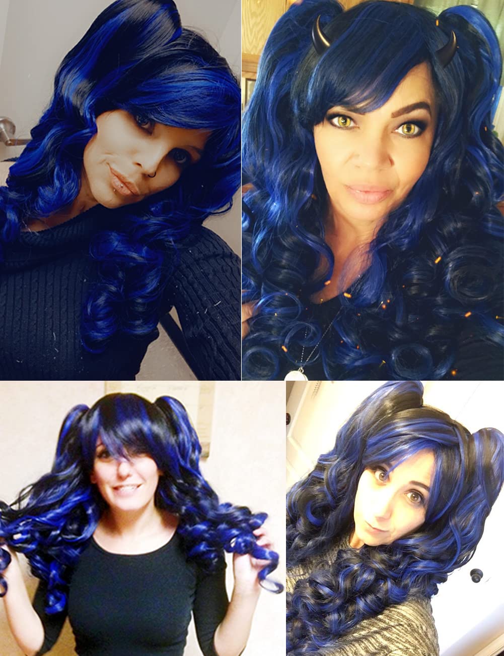 Peluca De Cosplay Con Coletas Rosa Y Azul – Incluye Bate Inflable, Fibra Resistente Al Calor, Ajustable, Para Fiestas De Anime Y Carnaval