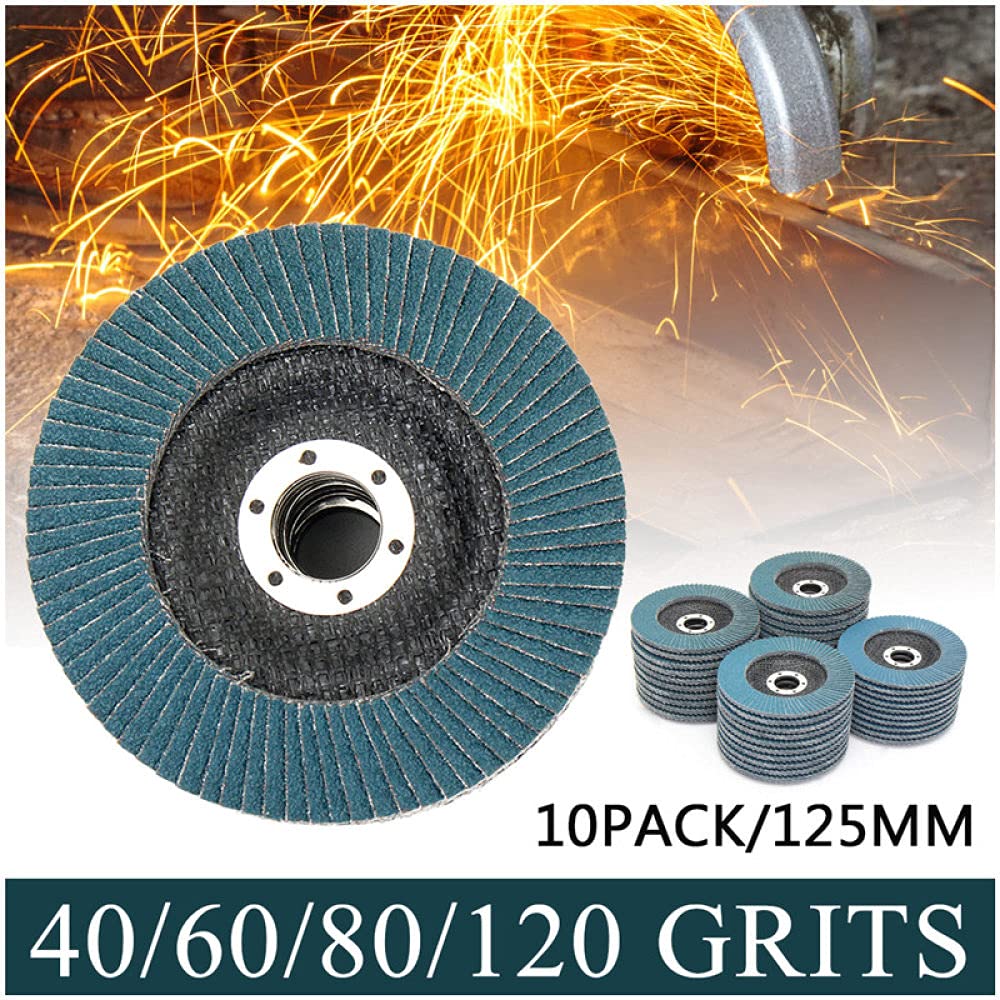 10PCS 125mm Dischi 5 Pollici Dischi Abrasivi 40/60/80/120 Grit Grit Lucidatura Ruote Lame Per Smerigliatrice Angolare, 60