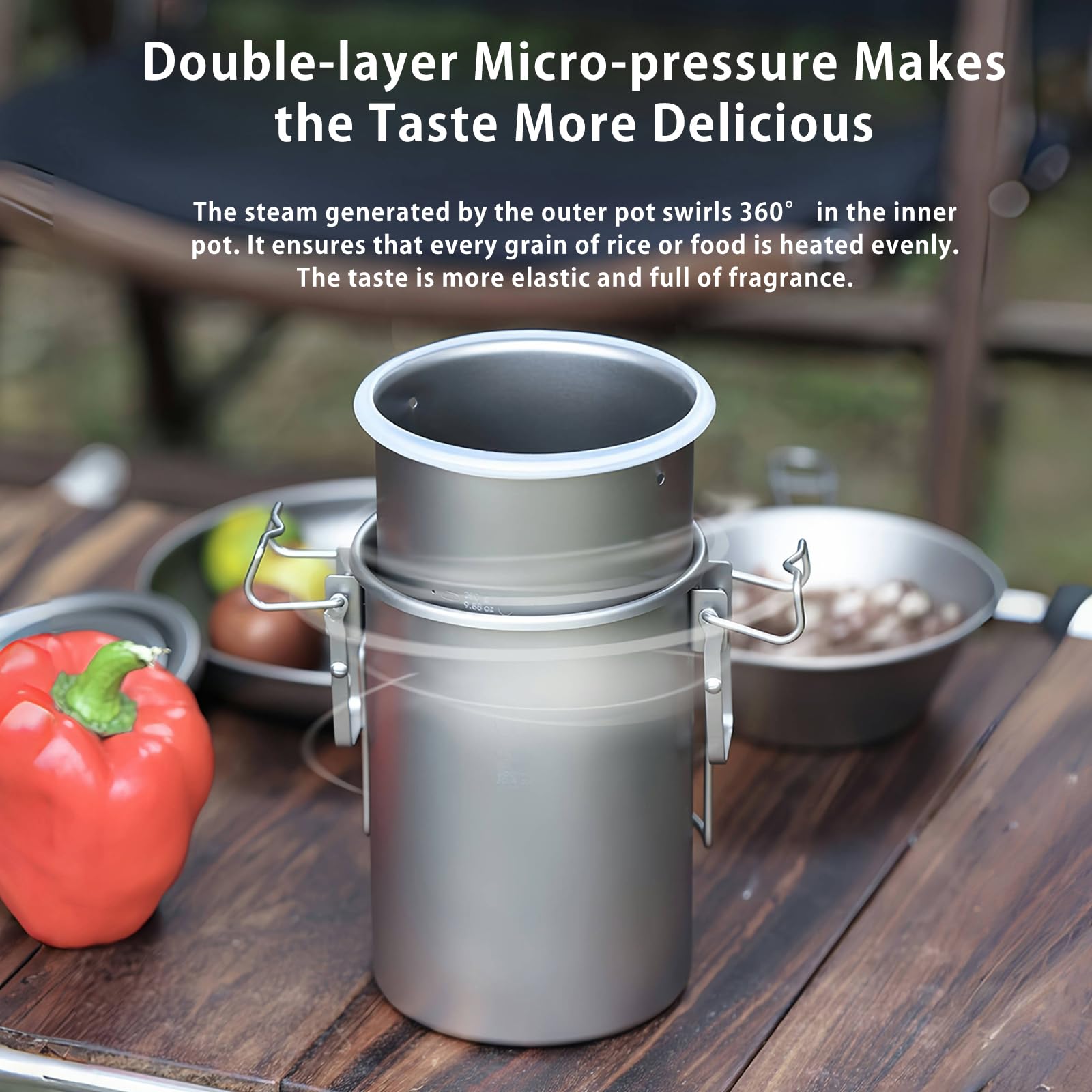 KEITH Casserole de camping en titane 900 ml multifonction avec poignée pliable