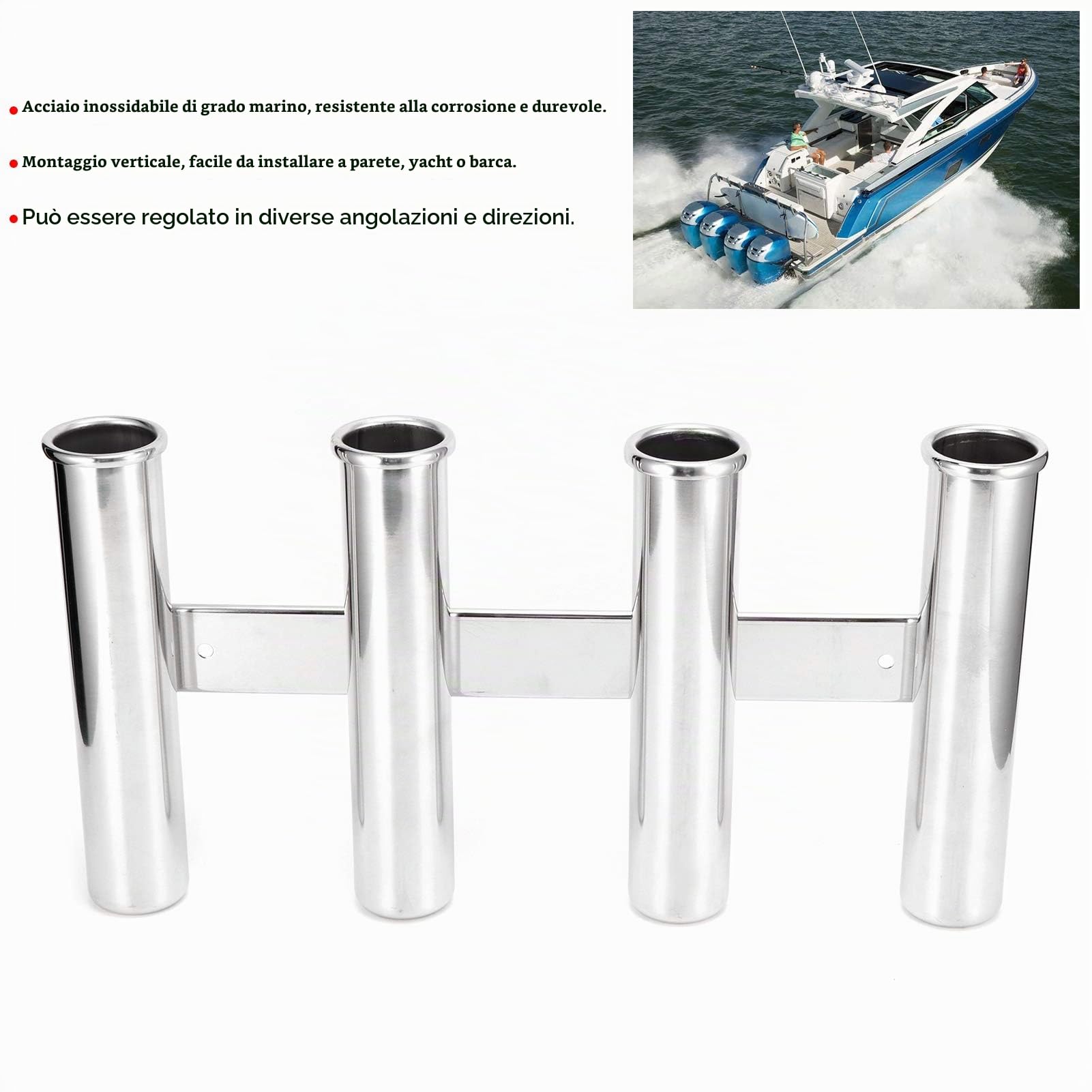 Supporto per Canna da Pesca, portacanna per Barca lucidato, Durevole per Barche Marine Yacht