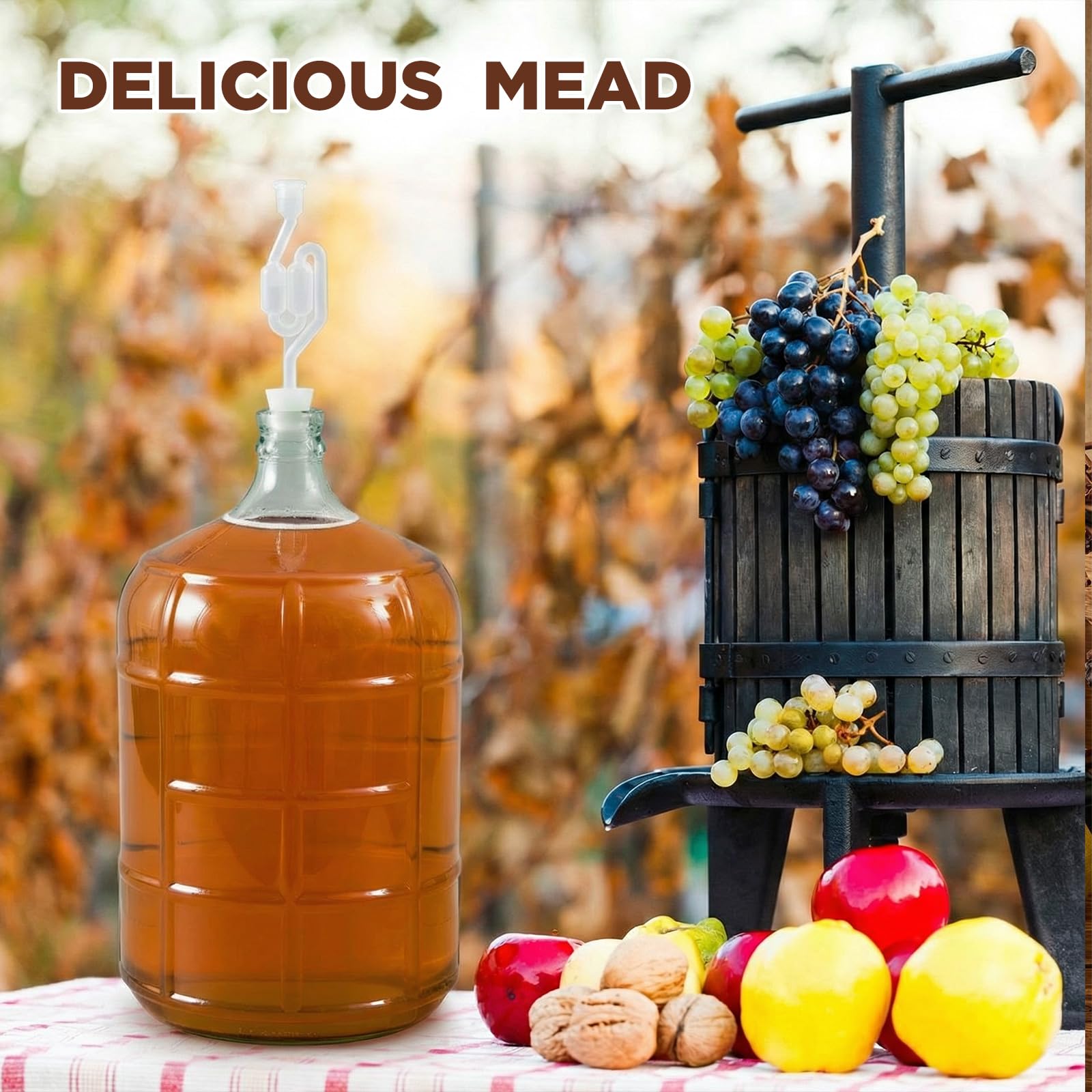 Ziliny El kit para hacer vino incluye Carboy de 5 galones, cubo y tapa de 6.5 galones, sifón automático, hidrómetro, probador de porcentaje de alcohol, relleno de botellas, cierre de aire, embudo de