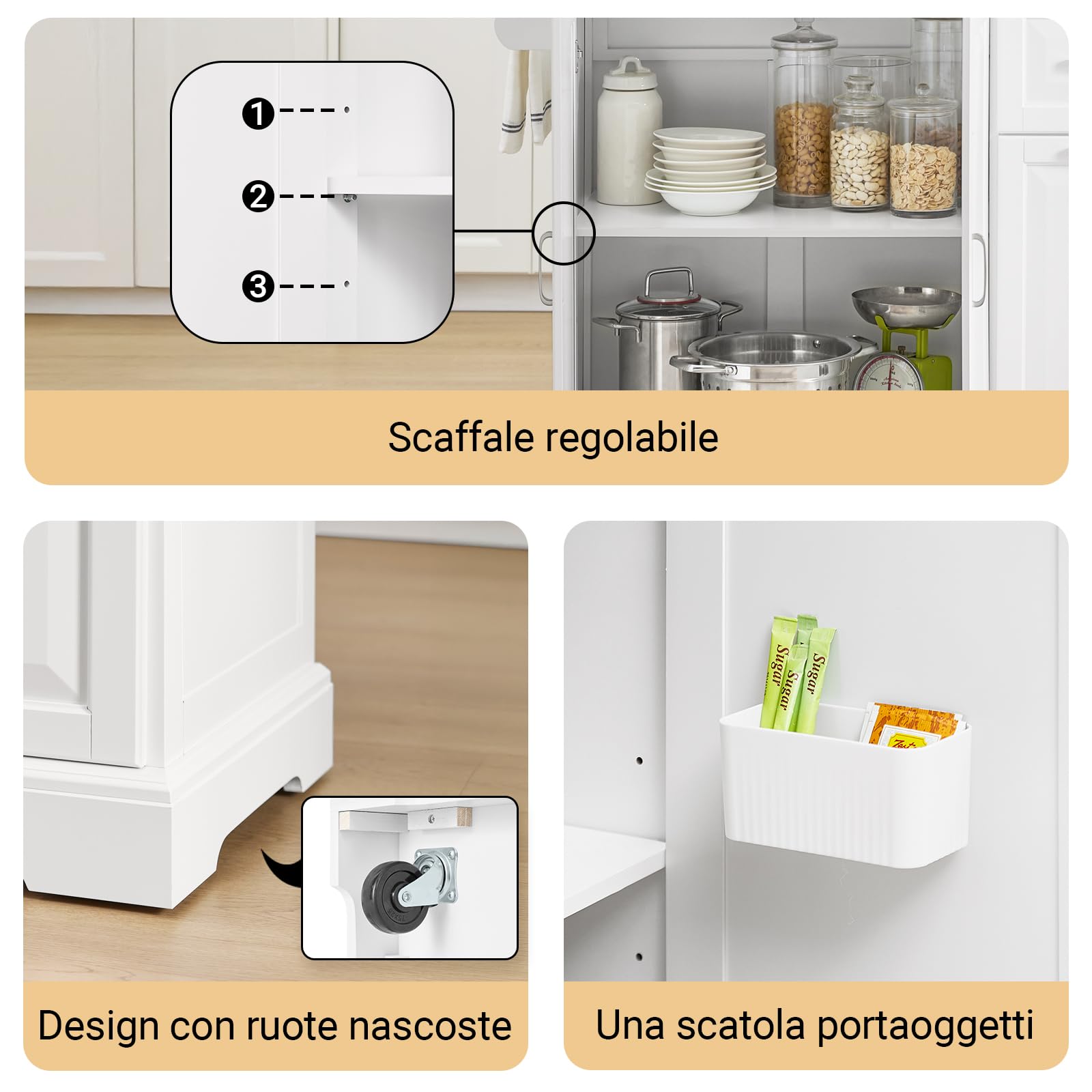 SoBuy Isola Cucina su Ruote con Piano di Lavoro Estendibile, Mobiletto Salvaspazio, Carrello da Cucina con Ruote, con Due Cassetti e Ripiano Regolabile 130 x 46/71 x 91cm Bianco FKW128-ST