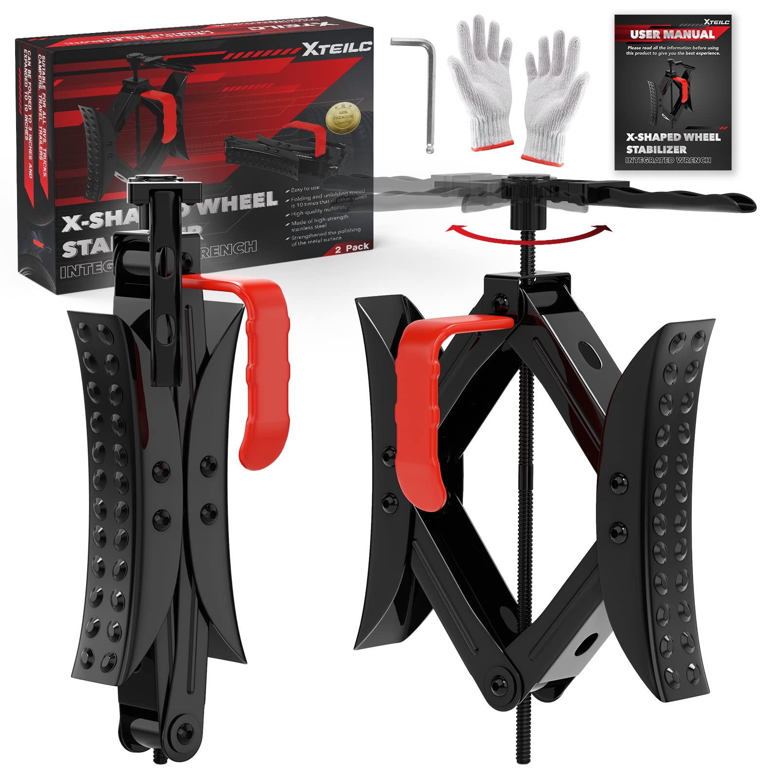 Buy XTEILC XShaped Wheel Stabilizer,2 Sets Wheel Chocks Stabilizer