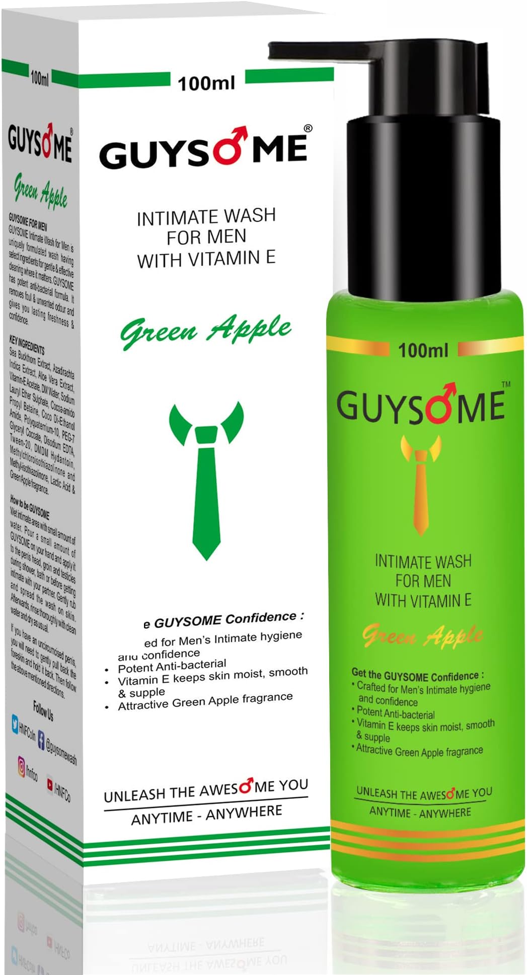 Intimate Wash for Men, Daily Hygiene Wash for Male Genital Area Care, pH Balance for Sensitive Skin with Vitamin E & Sea Buckthorn 3.38 FL Oz 100ML (Apple)