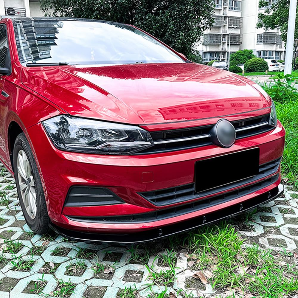 AutoStyle Front spoiler lip compatible with Volkswagen Polo (AW) 2017-2022 & FL 2022- excl. R-Line/GTi (Glossy Black ABS)