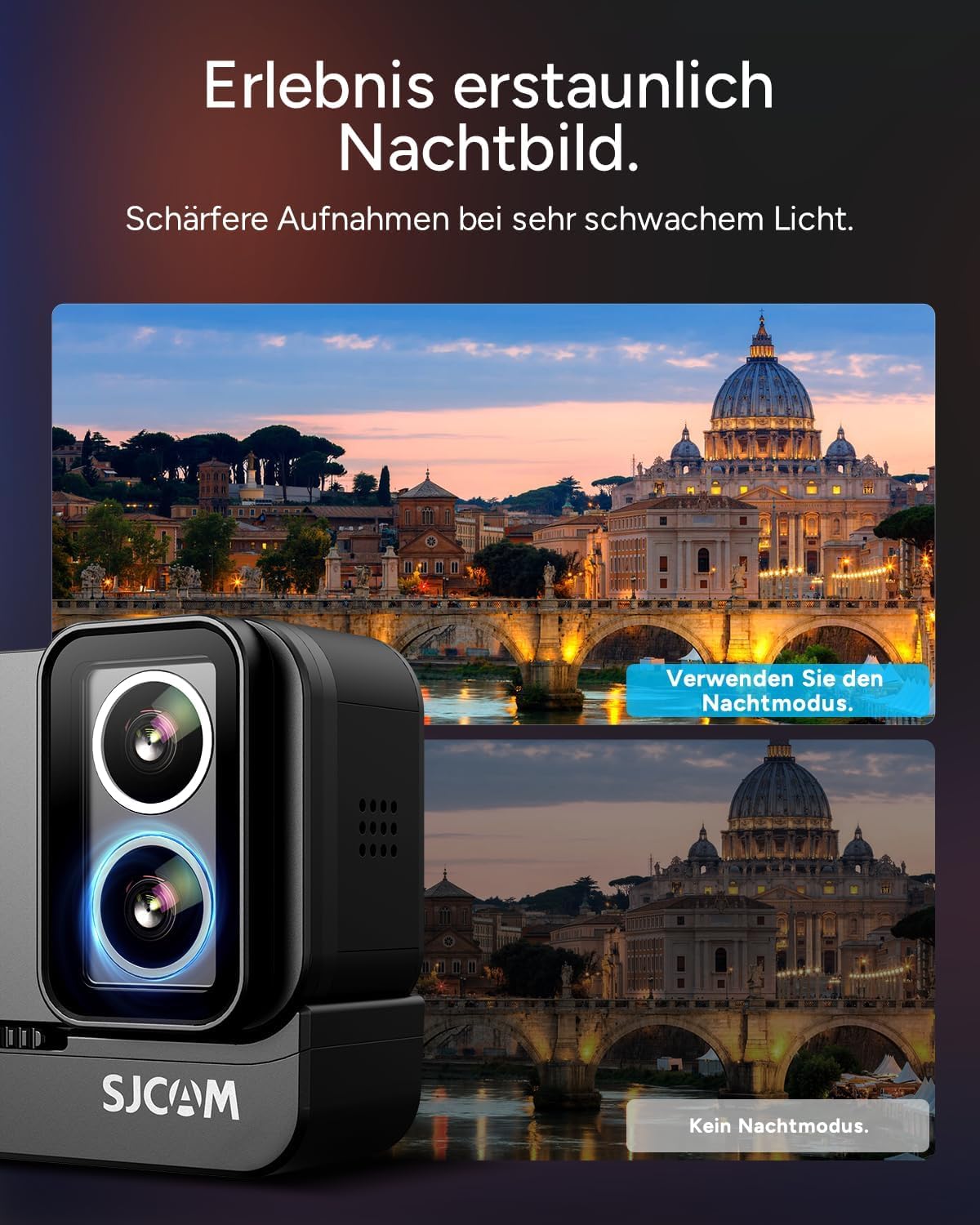 SJCAM SJ20 Vlogging Camera 4K ohne SD,Sportkamera mit 40MP, 8X Zoom und Supernachtmodus,Unterwasserkamera Schnorcheln für Reisen, Motorrad, Outdoor, Mit Kabelgebundenem Mikrofon und 8H Selfie-Stick