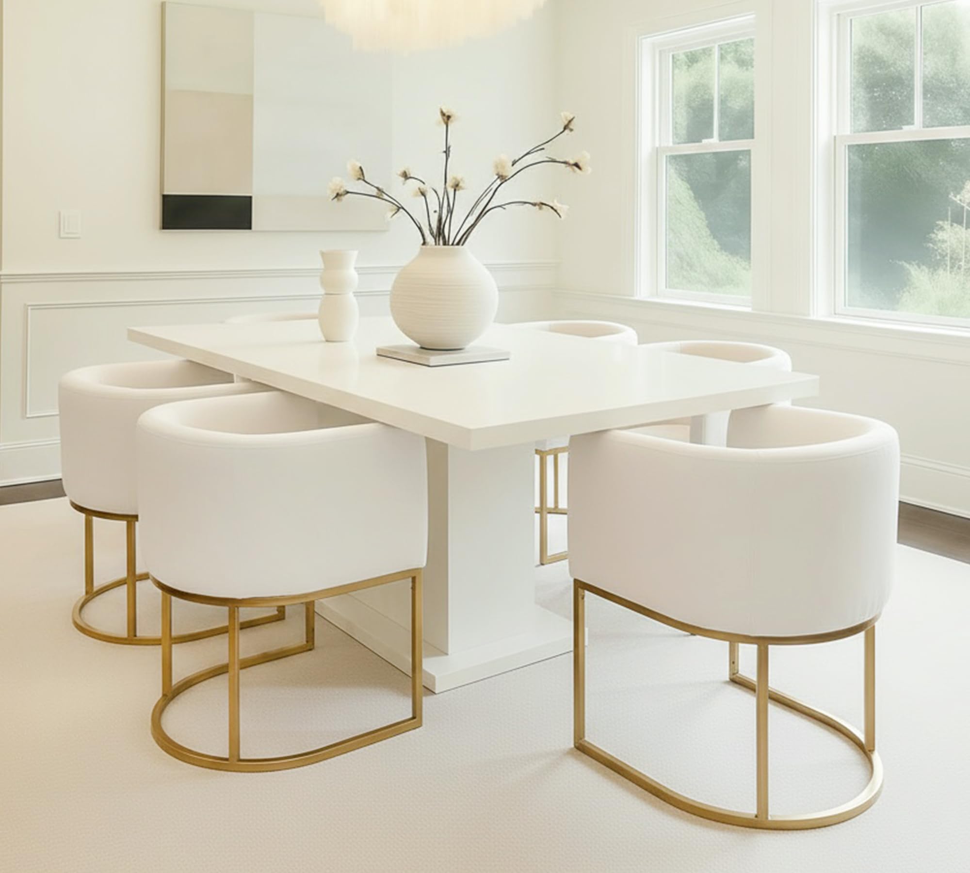 HNY Mid Century Modern Upholstered Barrel Dining Chairs with Arms Set of 6, Velvet Kitchen & Dining Room Chairs, 18.5" Wide Accent Chairs for Dining