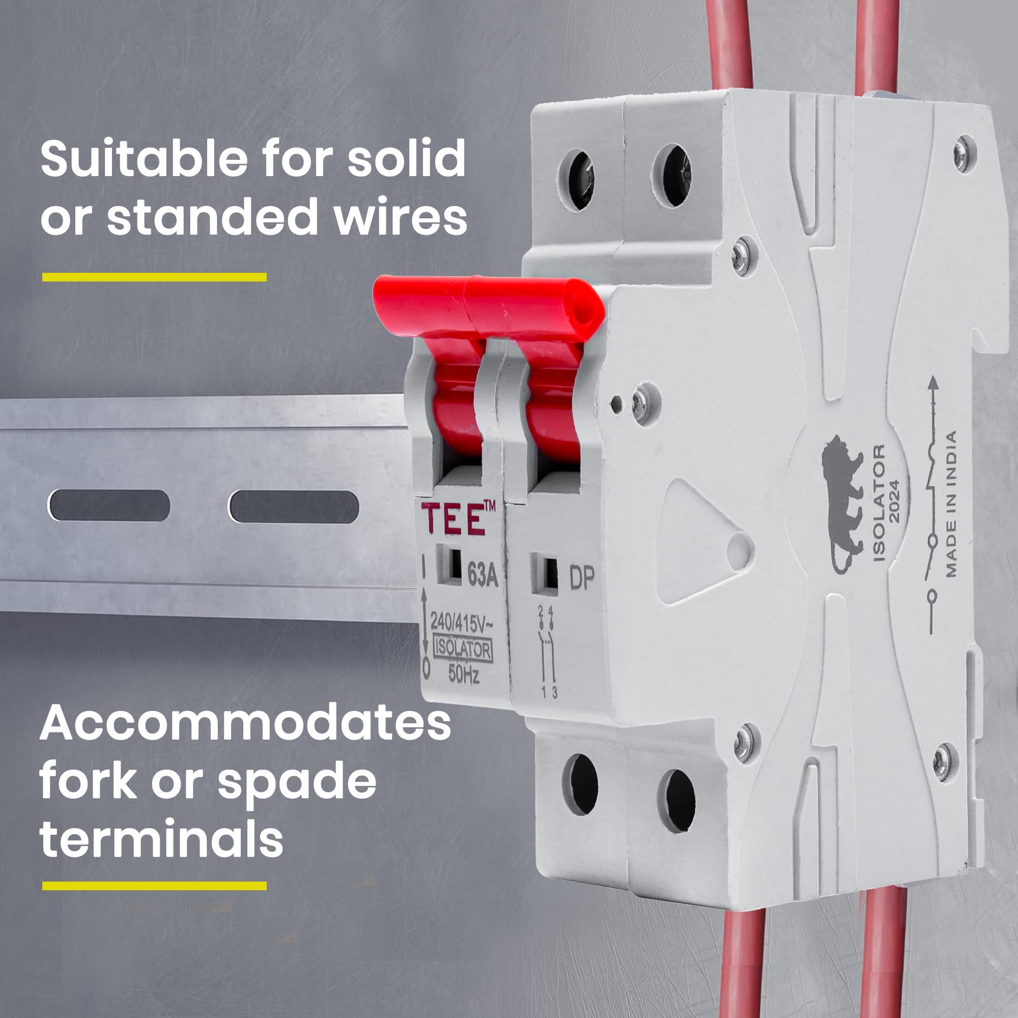 Double Pole MCB Isolator Overload & Surge Protection | 10-Year Warranty | Durable Polycarbonate Housing | C-Curve 240-V (Standard Size, White) (MCB DP Isolator 40 AMP) 2
