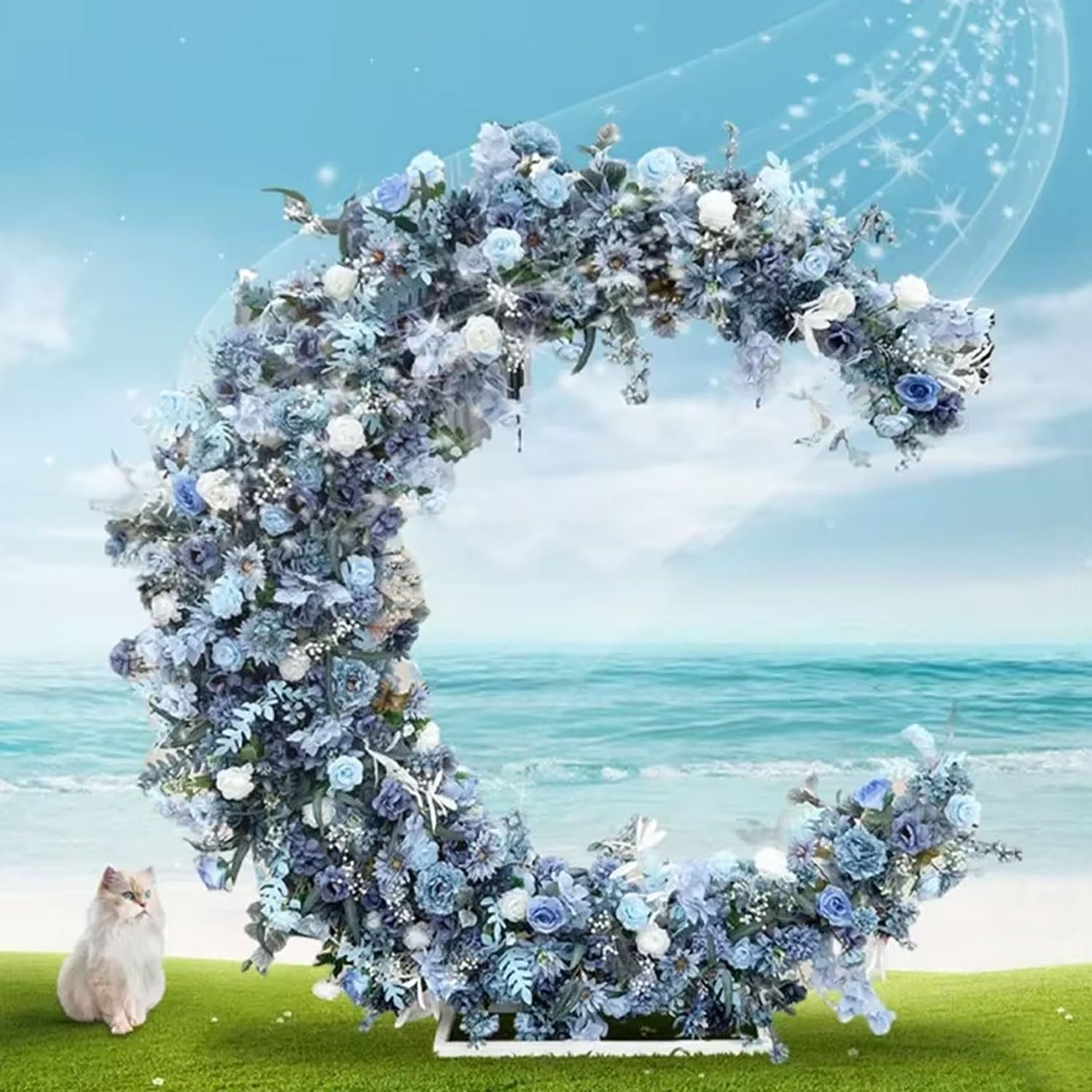 Supporto curvo per arco nuziale per sfondo cerimonia, arco lunare per festa di compleanno, sposa, baby shower, arco mezzo curvo con base rettangolare