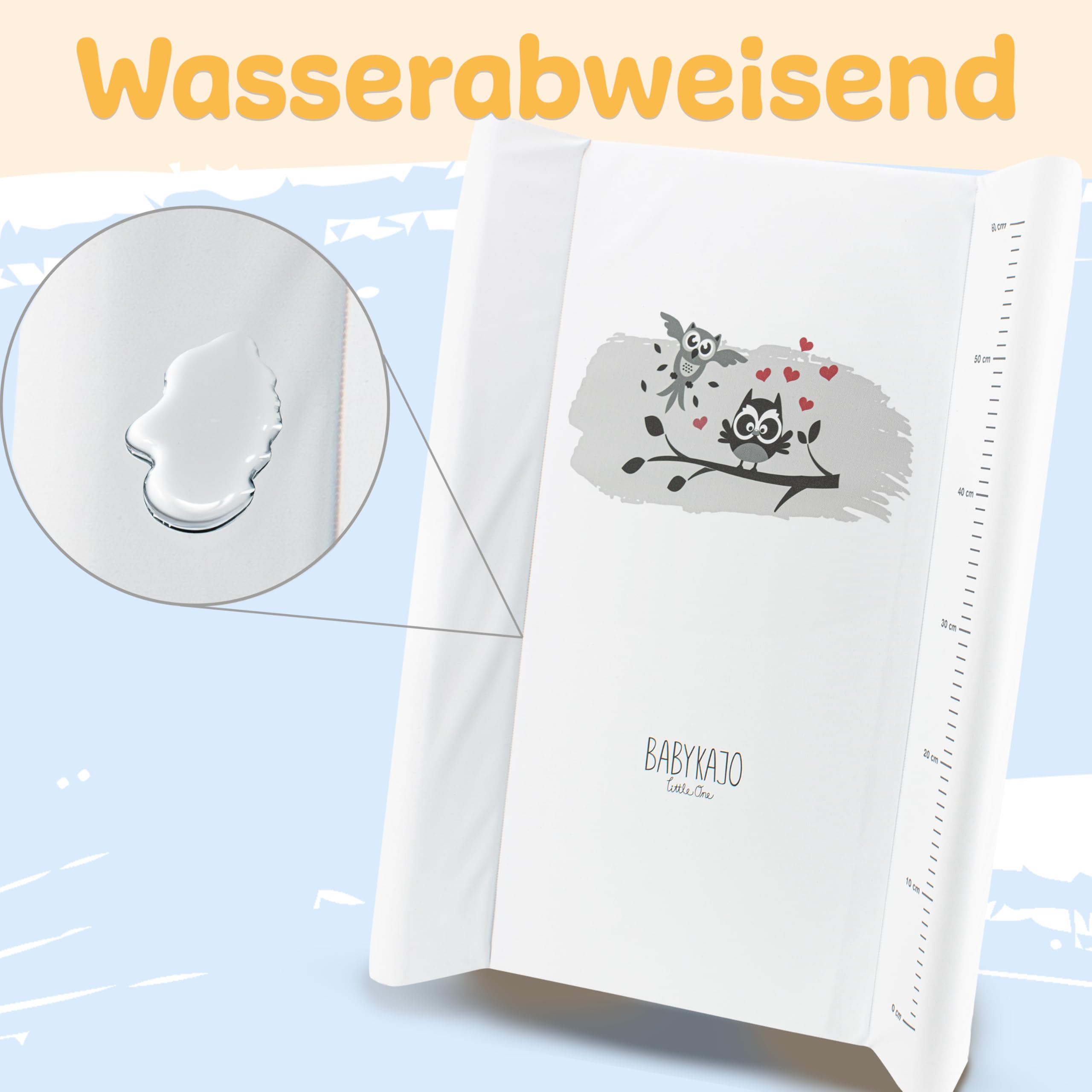 Wickelauflage 50x70 cm - abwaschbare Wickelunterlage mit Lineal - stabile Wickeltischauflage fürs Babybett - stark gepolstert, rutschfest, PVC - Wickelmatte in verschiedenen Designs
