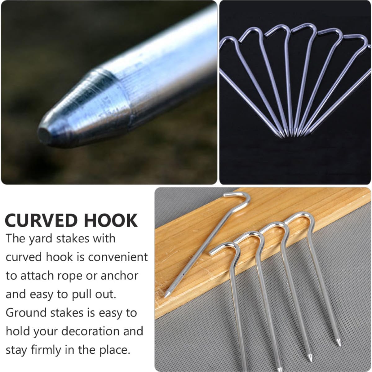 FUOYLOO 15pcs Aluminum Tent Pegs Outdoor Ground Stakes Metal Camping Tent Stakes for Hiking Backpacking with Question Mark Shape