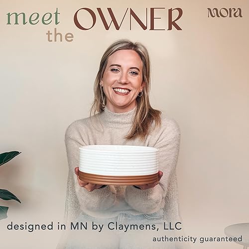 Miniatura 4 de Mora Ceramic Pet Bowl - Large Food/Water Dish for Large Dogs, Cats, Great Dane, Mastiff - 50oz or 8 Cups - Basic Bowls - Vanilla White