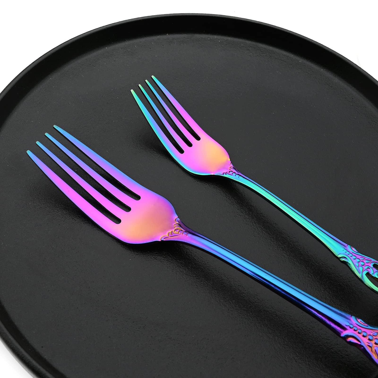 Snplowum 6 Pcs Stainless Steel Dessert Fork Set, 7.36 inch - Great For Salad Tasting Cakes and Using in Home, Kitchen, Restaurant, Party