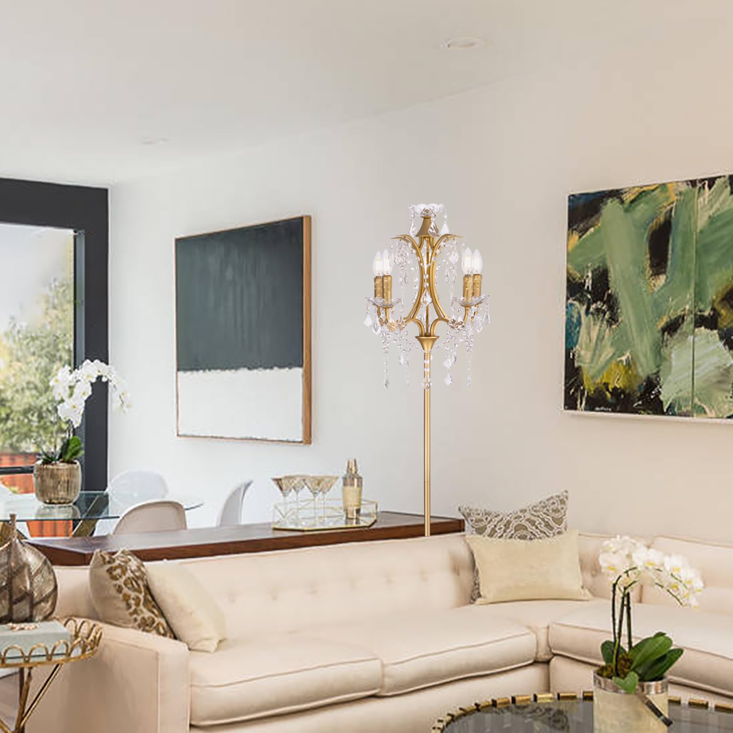 Amber Grass Chandelier 5灯 Luxury Leaf Glass Chandelier - Modern & Transparent Amber