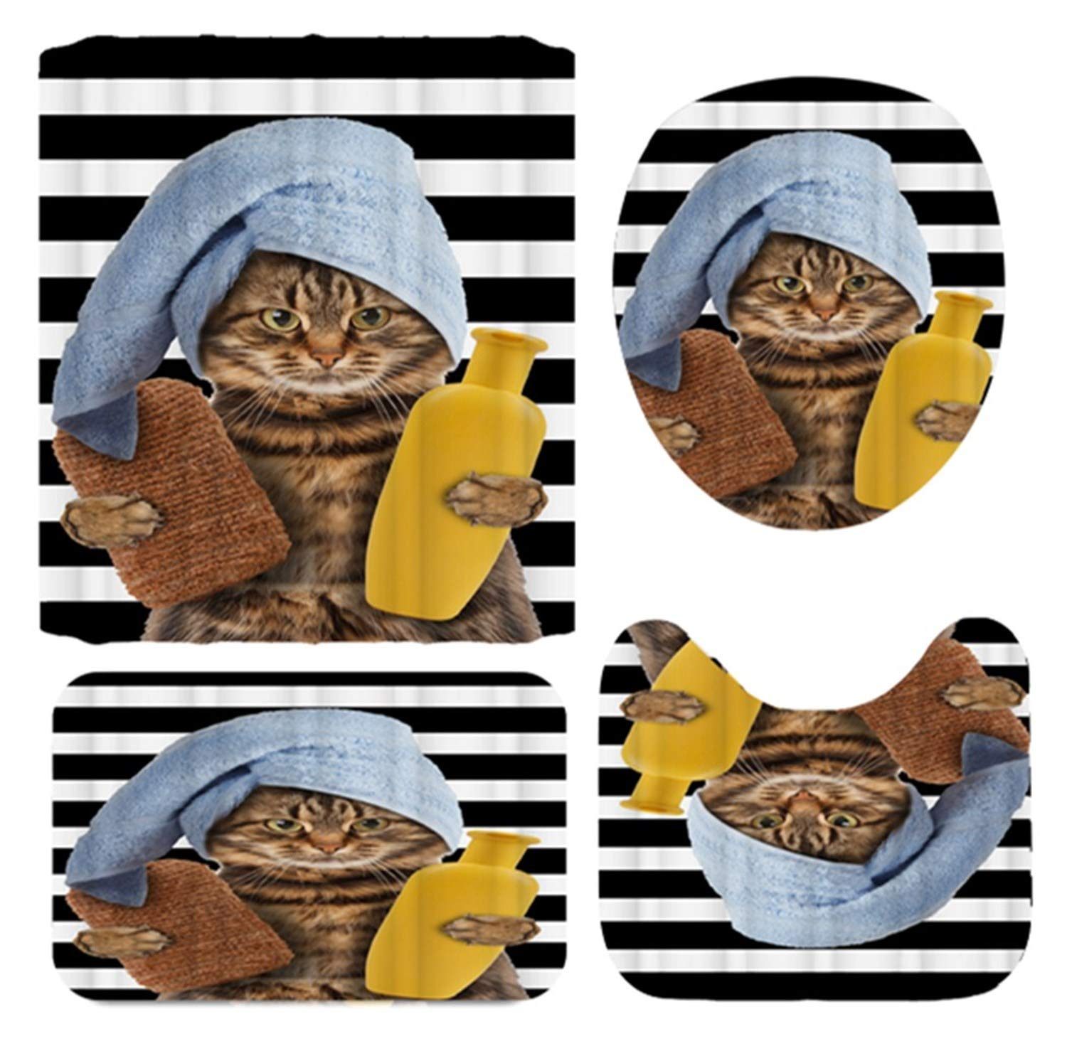 Lustiger Katzen-Duschvorhang – Wasserdicht, Mit Pfoten-Abdruck – Perfekt Für Katzenfans