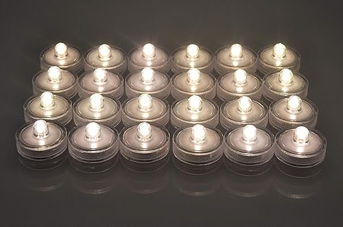 Miniatura 2 de SAMYO Juego de 12 luces LED sumergibles impermeables para boda, luces de té subacuáticas, centros de mesa de boda, decoración de fiesta (blanco