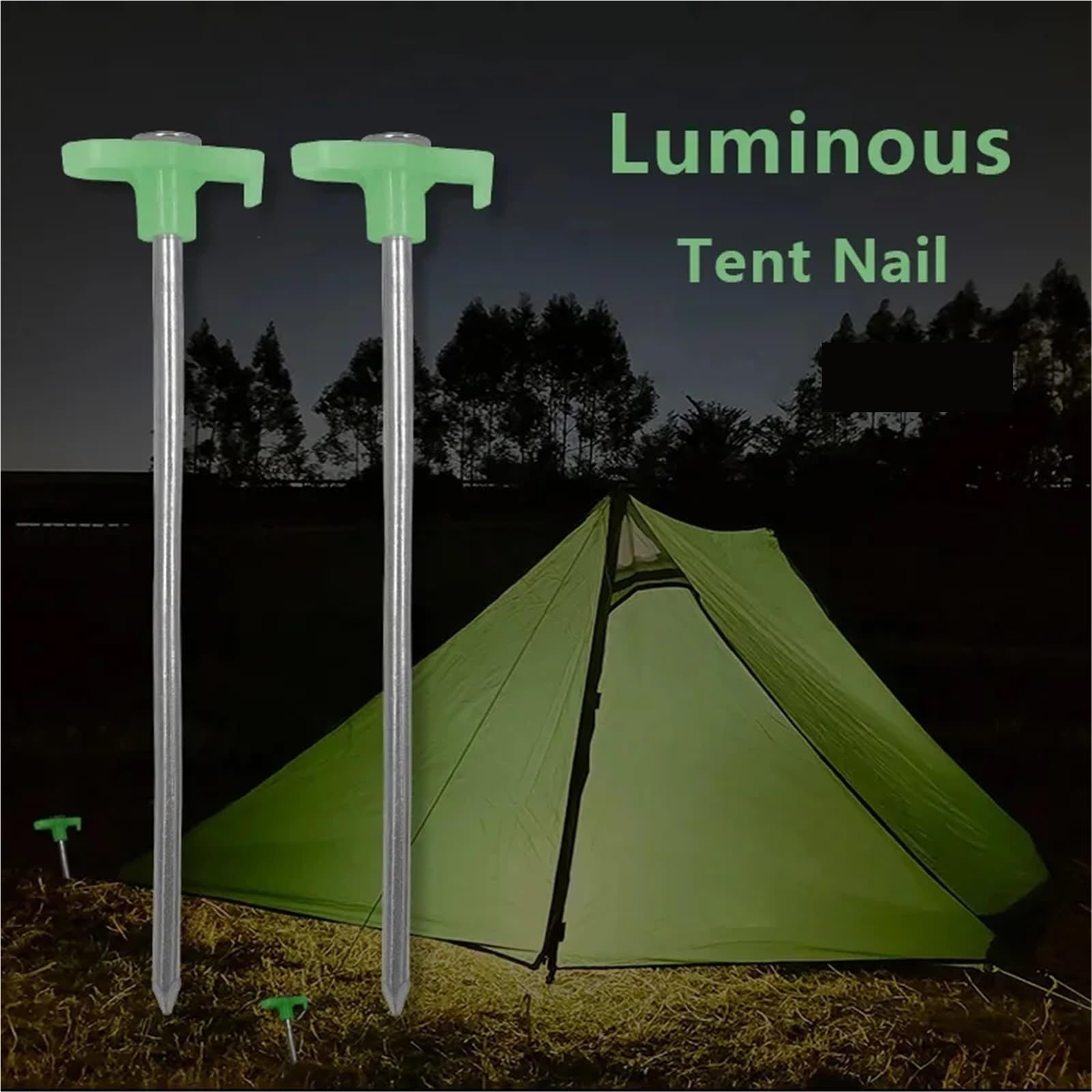 Piquets de Tente fluorescents 25cm, 30 pièces, avec Sac Rangement, piquets Lumineux, bâche, auvent, Clous, Accessoires Camping en Plein air pour Camping, Tonnelles