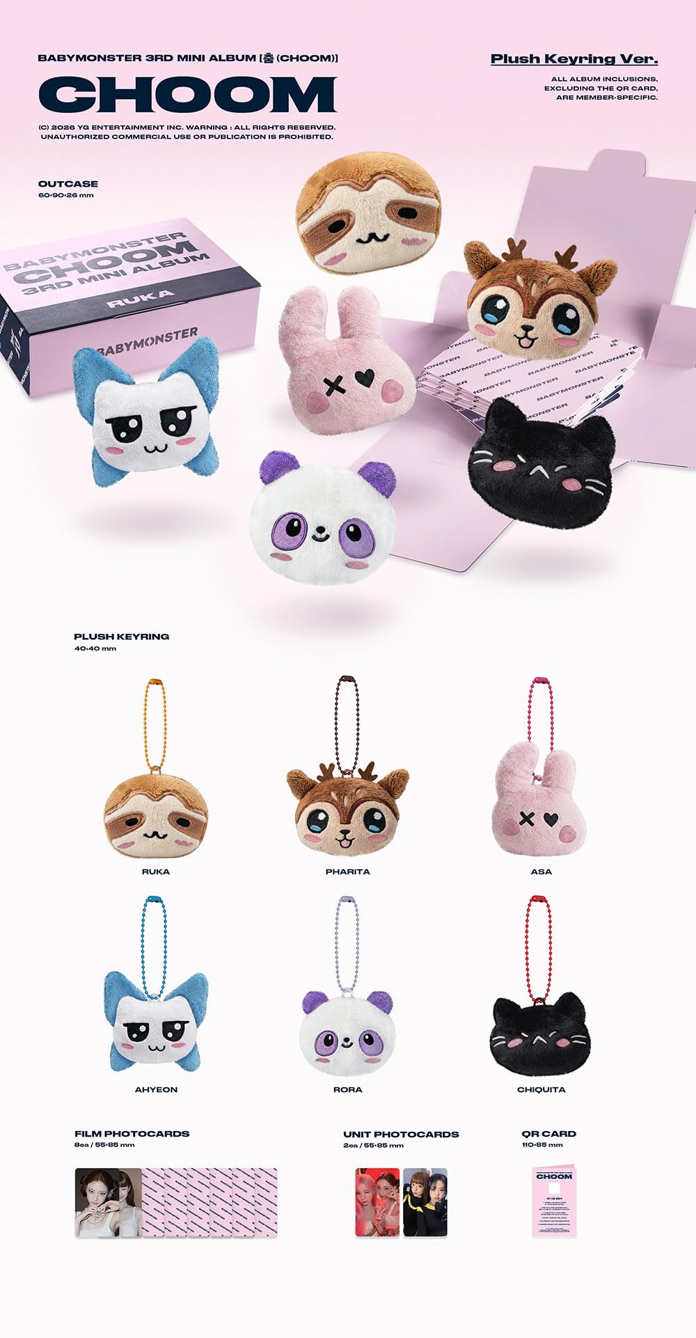 BABYMONSTER 춤 (CHOOM) 3er Mini Álbum Ver. PHARITA Llavero de Peluche
