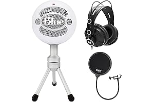 USB Microphone with Knox Pop Filter & Studio Headphones | Blue Snowball Ice Microphone