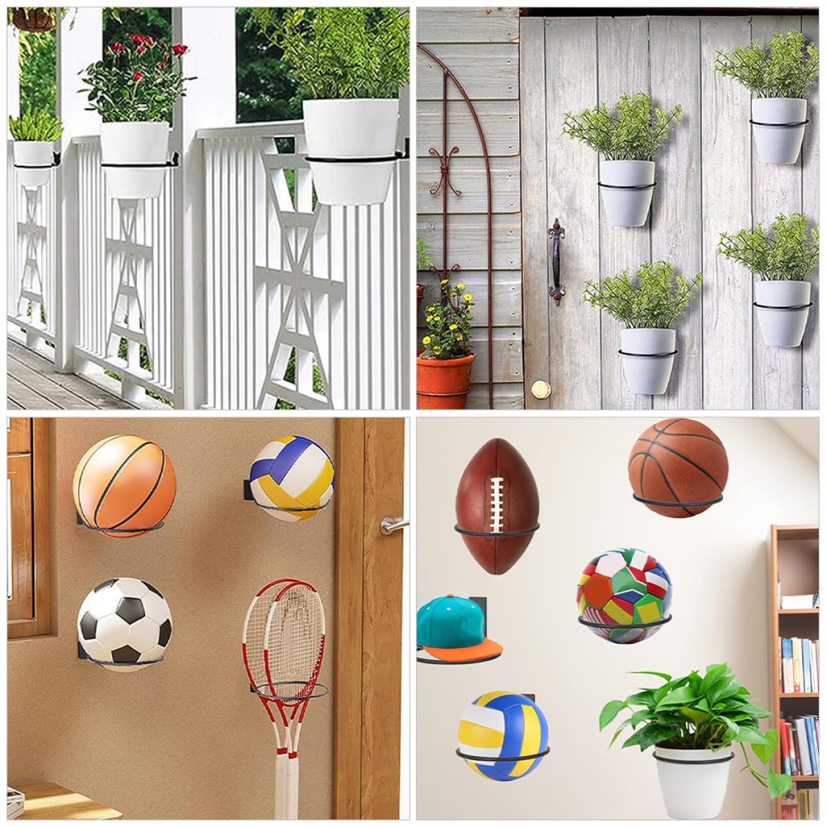Sosoport Estante De Almacenamiento De Fútbol Soporte De Pared para Pantalla De Baloncesto Soporte De Pared para Soporte De Baloncesto Liga Portabalones De Pared Black