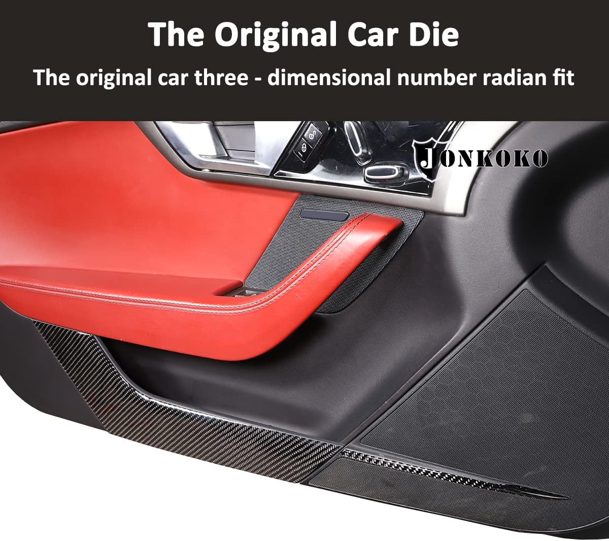 Real Carbon Fiber Interior Door Panel Trim Anti Kick Sticker for Jaguar F-Type 2013-2024 Car Interior Door Panel Trim Stickers 2pcs (Black, Door Anti-Kick Trim)