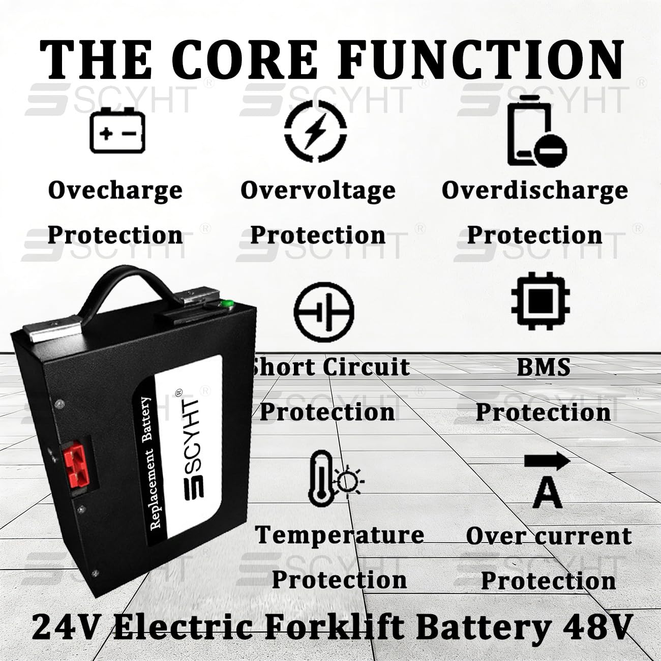 Batteria per carrello elevatore elettrico 48 V Batteria al litio 24 V Batterie transpallet elettrico Batterie 20Ah LiFePO4 Accessorio movimentatore telescopico,48v10ah