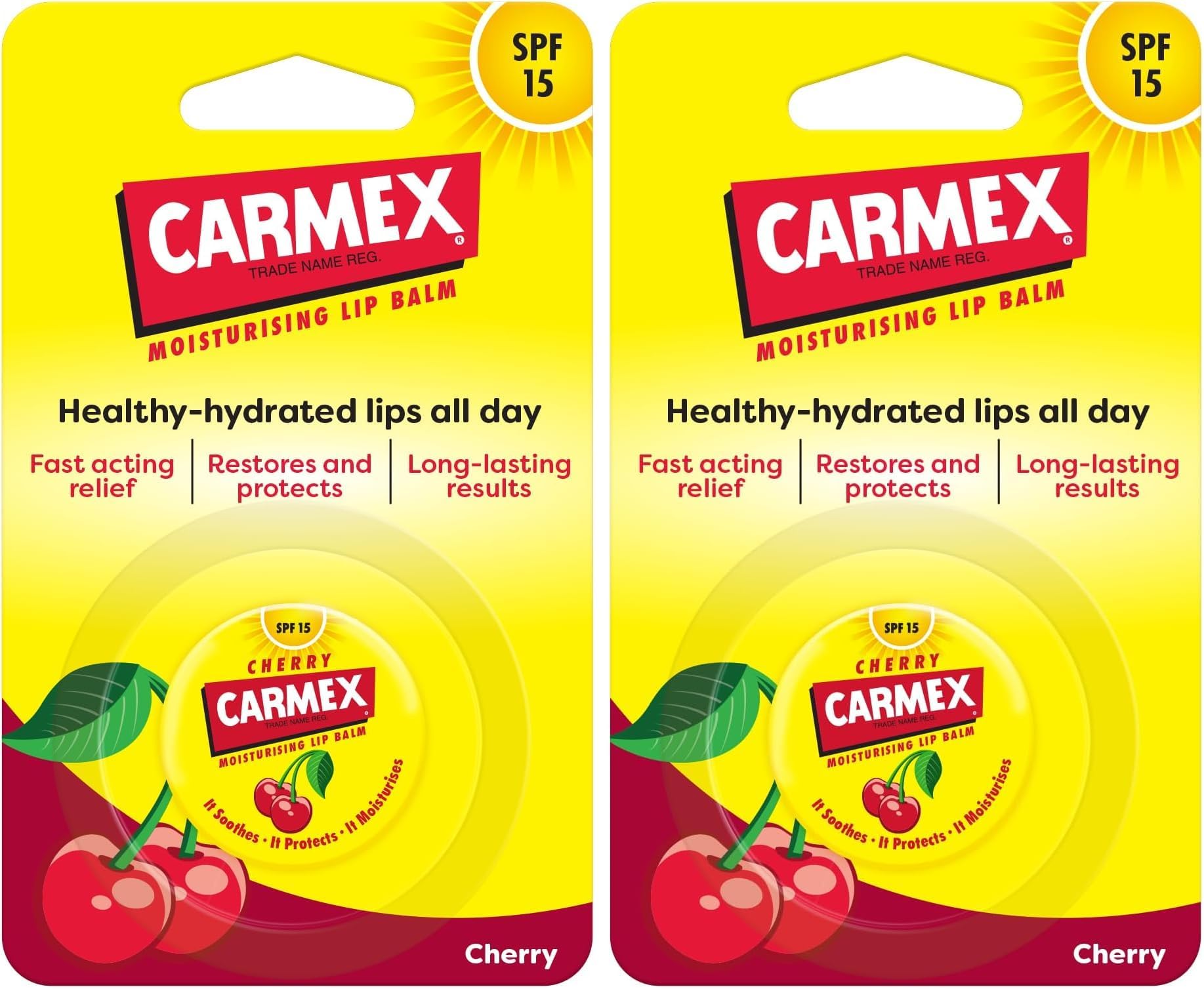 Carmex Cherry Lip Balm SPF15 Pot 7.5g (Pack of 2)
