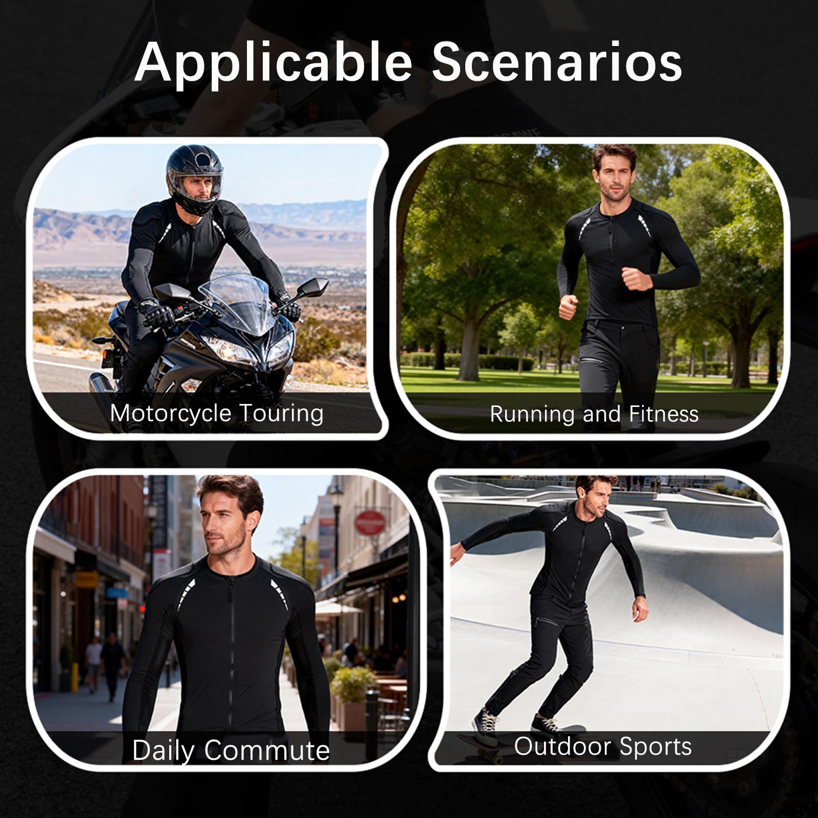 Giacca Moto Mesh Estate Uomo, Maglia Corazzata Moto Traspirante con 7 Protezioni, Alta Elasticità Leggera Riflettente Pendolare Urbano Guida Fitness Palestra Abbigliamento