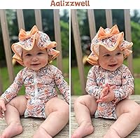 Vista 17 de Aalizzwell Traje de baño de una pieza de manga larga con sombrero para bebé niña Sirena cian