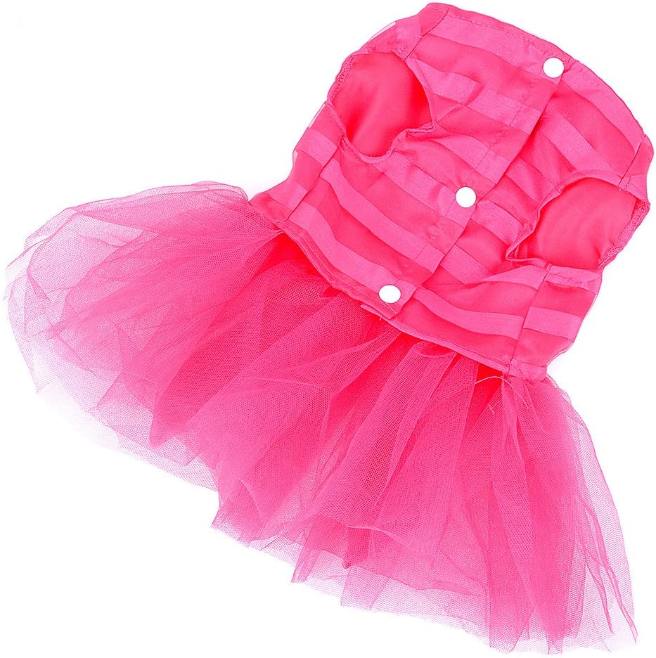 Ranphy New Bow Striped Princess Dress for Small Dog/Cat Girl Tulle Tutu Skirt Puppy Clothes Pink M - Image 5
