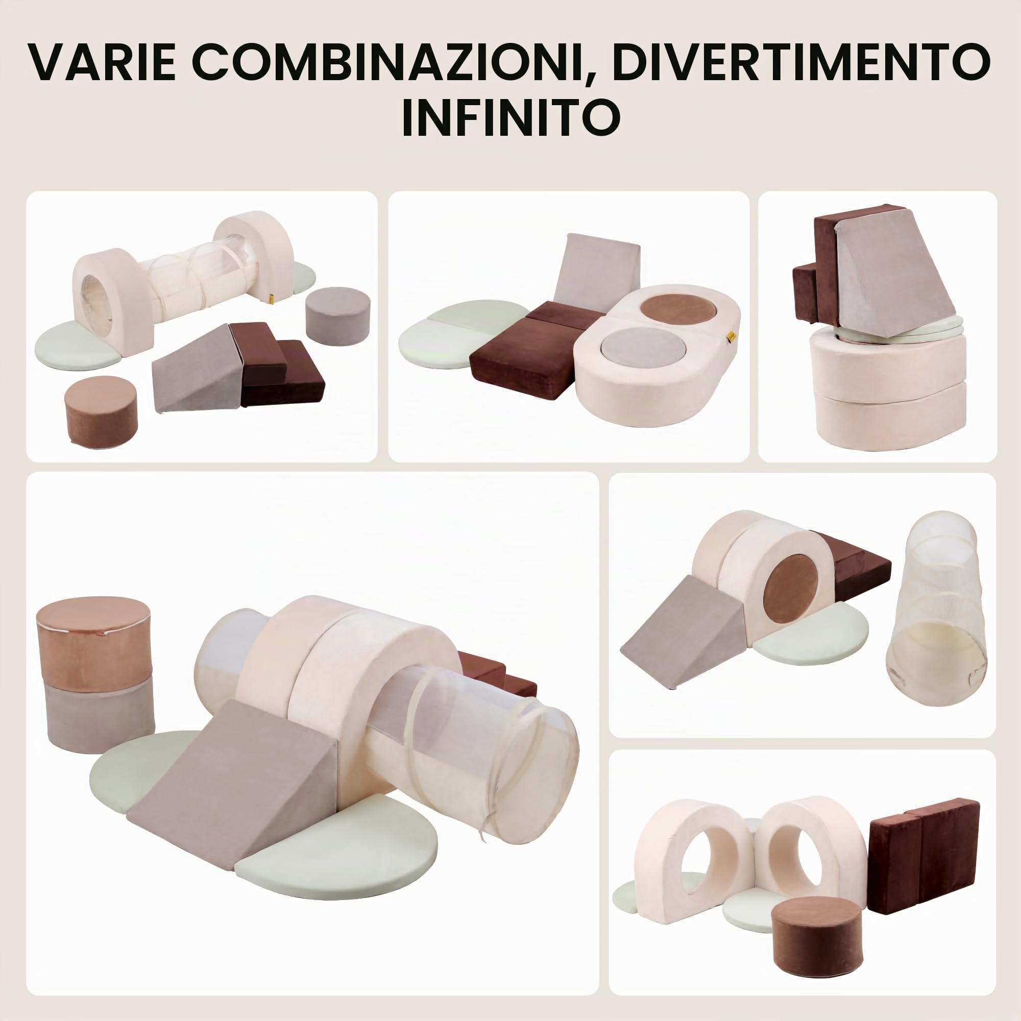 BanaSuper Blocchi di Schiuma con Tunnel di Gioco | Palestra Morbida per Arrampicata Bambini | Set Motricità e Tunnel per Interni | Gioco Educativo Montessori per Casa e Asilo